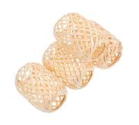 4pcs Handwoven Bamboo Cage Lantern Shade, Beige Rustic | Open Cage Construction, Lightweight Farmhouse Styling, Event Decor and Bedside Lighting, for Fairy Lights