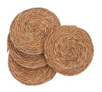 4pcs Handwoven Coasters round Grass, Antislip Heat Insulation