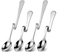 4pcs Hanging Jam Spoons with Bending Handle: Stainless Steel Honey Dipper Stirring Spoons with Curved S Shape for Cup Rim Teaspoons for Coffee Dessert, Home Bar Restaurant Supplies