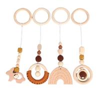 4Pcs Hanging Toys for Baby Gym, Wooden Baby Hanging Toys, Children's Toy Crib Hanging Wooden Rattle Toy Bed Hanging Pendant for Stroller Crib Bed Newborn Gift, Hanging Baby Toys
