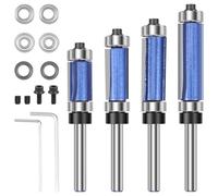 4Pcs Hard Alloy 1/4" Shank Flush Trim Router Bit Versatile Wear Resistant Straight Cut Router Bit for Wood Veneer Laminated Board