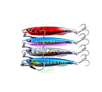 4pcs Hard Metal Sea Fishing Spinners,Fish lure Jigs Slow Shake Fish Bait Luminous Belt Sinking Lures for Wobbler Pike Carp Trout Perch Squid Catfish Fishing Baits (BlueA-BlueB-sliver-red, 40, Grams)