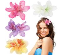 4PCS Hawaiian Flower Hair Clips for Women, Canna Flower Hair Clips Artificial Flower Hair Barrettes, FlowerHair Clips for Wedding Bridal Beach Party