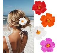 4Pcs Hawaiian Flower Hair Clips For Women Hibiscus Flower Hair Barrettes Alligator Clip Spring Plumeria Hair Accessories Clip Hawaii Party Decorations For Summer Beach Vacation Hair Styling Designs