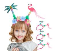 4Pcs Hawaiian Party Flamingo Headbands with Palm Tree, Crazy Hats Hair Accessory for Women Costume Summer Beach Birthday Decorations