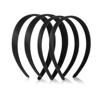 4pcs Headbands for Women Girls Satin Black Headband Plain Wide Hair Band Hoops Trendy Non Slip Cute Hard Head Bands Fashion Plain Elastic Hair Bands for Valentine's Day Holiday Hairs Accessories Gifts