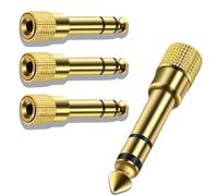 4pcs Headphone Jack Adapter Converter Gold Plated Headphone Adapter Aux Jack Converter for Electric Keyboard, Speaker Adapter 6.35mm (1/4 inch) Male to 3.5mm (1/8 inch) Female Stereo Adaptor(Gold)