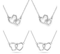 4Pcs Heart Necklace, Silver Necklaces for Women Silver Chains for Women
