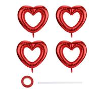 4pcs Heart Shaped Balloons, 100x100cm/40x40in Large Red Aluminum Film Valentines Heart Balloons for Wedding Anniversary Baby Shower Birthday Party Decorations