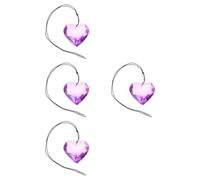 4pcs Heart Shaped Crystal Suncatcher Rainbow Maker Hanging Ornament | High-transparency Purple Prism, Disperses Sunlight, Reflects Spectrum Colors, Casts Soft Soothing Glows beside Beds