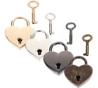 4pcs Heart Shaped Keyed Padlock for Luggage Diary Storage Box Metal