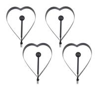 4pcs Heart Shaped Stainless Steel Fried Egg Rings Black