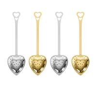4pcs Heart Shaped Tea Infuser, Stainless Steel, Long Handle Spoon Infusers