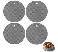 4PCS Heat Proof Mat, Heat Resistant Mat, Heat Proof Mat Kitchen, Non-slip Plate Warmer for Worktops Ideal for Oven Hot Pan Dinner Party Cooking, Durable Flexible Table Mats Round Honeycomb