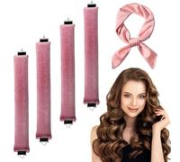 4PCS Heatless Curlers Hair Curlers No Heat Heatless Overnight Blowout Rods with Hair Scarf No Heat Heatless Curling Rods for Women DIY Hair Styling