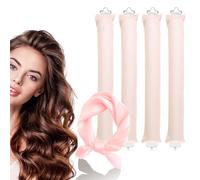 4PCS Heatless Curling Rods, Heatless Blowout Rods with Satin Silk Head Hair Scarf - No Heat Hair Rollers for All Hair Types - DIY Overnight Blowout Rods (Apricot, One Size)