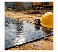 4pcs Heavy-Duty 2x4ft Ground Protection Mats - 10mm Thick Driveway & Construction Temporary Roadway Matting for Heavy Equipment, Durable & Non-Slip Surface