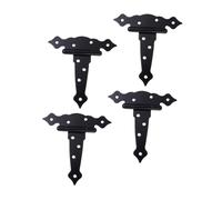 4pcs Heavy Duty Black T Shaped Iron Hinges - Door & Gate Hinges for Sheds, Barns, Fences - Smooth Open & Close Replacement Hardware