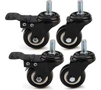 4Pcs Heavy Duty Braked 50mm Swivel Castor Wheels Trolley Caster Wheels Set wivel 200KG Rubbered Castors 360 Degree Plate Swivel Trolley Caster for Furniture (Black 2 Brakes 2 Non Brakes)