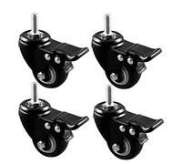 4PCS Heavy Duty Caster Wheels 1.5/2in Threaded Rod Polyurethane Castors with Brake for Furniture Trolley Workbench(Brake,2in*50mm)