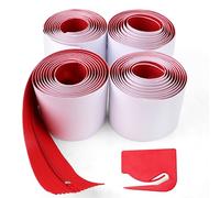 4pcs Heavy Duty Dust Barrier Zipper, 7ft x 3in Self-Adhesive Tarp Double Zipper Instant Door Dust Protection with Plastic Sheeting Cutter Construction Plastic Zip Wall Accessories (Red)