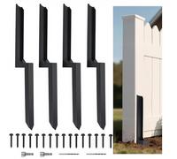 4Pcs Heavy Duty Fence Post Anchor - Alloy Steel Black Fence Post Spikes with Screws & Sockets for Repairing Tilted or Broken Wooden Posts