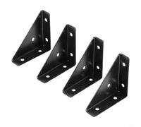4PCS Heavy Duty Iron Angle Corner Brackets 90 Degree Right Angle for Furniture Wood Connection and Hardware Support, Black/White(Black)