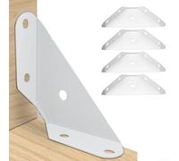4PCS Heavy Duty Iron Corner Brackets 90 Degree Right Angle L Bracket for Furniture Wood Shelf Triangular Reinforcement White