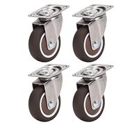 4PCS Heavy Duty Plate Casters Soft Rubber Chrome Plated Shock Resistance 2in Caster Wheels for Furniture