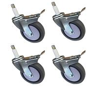 4pcs Heavy Duty PU Dining Cars Caster,4in Swivel Stem Furniture Wheel,with Insert Plunger M11,No Noise,with Rubber Sleeve,Capacity 280kg,for Kitchen Hotel Trolley Workben,Brake-11x50mm