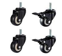 4pcs Heavy Duty Screw Casters 1.5 inches - Silent Furniture Casters, M8/M10 Compatible, Polyurethane Wheels(M10 2 brake+2 no brake)