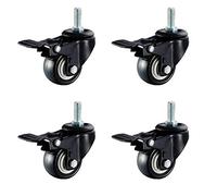 4pcs Heavy Duty Screw Casters 1.5 inches - Silent Furniture Casters, M8/M10 Compatible, Polyurethane Wheels(M8 4 brake)