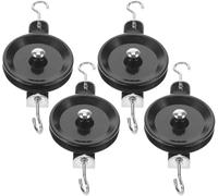 4Pcs Heavy Duty Single Pulley Block With Hooks Mechanical Lifting Wheel Physics Mechanics Experiment Apparatus School Teaching Lab Equipment Force Transmission Demonstrator