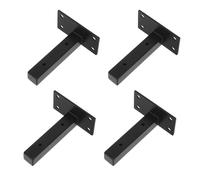 4pcs Heavy Duty Wall Shelf Brackets, 4 Inch Cold Rolled Steel Black | Straight Line Wall Mount Design, Easy Install, for Tools and Books, Office or Workbench Use