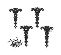 4PCS Heavy Duty Zinc Alloy Antique T-Hinges with Screws 69x113mm - Barn Door Decorative for Cabinet Wooden Box(Black)