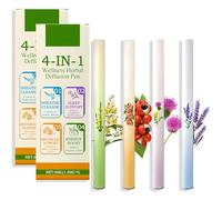4Pcs Herbal Diffuser Pen,4-in-1 Herbal DiffuserPen,100% Natural Mullein Diffuser Pen,Flavoured Air Inhaler, Breathing Aid & Oral Freshening (2Box)