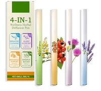 4Pcs Herbal Diffuser Pen,4-in-1 Herbal DiffuserPen,100% Natural Mullein Diffuser Pen,Flavoured Air Inhaler, Breathing Aid & Oral Freshening (1Box)