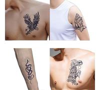 4pcs Herbal Temporary Tattoo Stickers, Waterproof Semi-permanent Hand Chest Arm Shoulder Simulation Sticker, Lasting 2 Weeks, Fake Tattoos