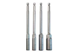4pcs Hexagon Nut Driver Bit Set 6-12mm 150mm Extension Sleeve for Socket Wrench Compatible with Electric Pneumatic Screwdrivers Chrome Vanadium Steel for Home DIY for AUTO Repair