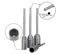 4pcs Hexagon Nut Driver Bit Set 6-12mm 150mm Extension Sleeve for Socket Wrenches, Compatible with Electric Pneumatic Screwdrivers, Motorcycle