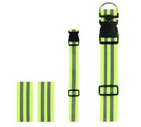 4pcs Hi Vis Reflective Running Gears: 1 High Visibility Reflective Sash,1 High Vis Straps,2 Reflective Armbands, Adjustable Reflective Belt Sash for Women Men Walking Cycling Running Reflective Gear