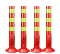 4pcs High Visibility Plastic Traffic Channelizer Cones - Anti-Collision Driveway and Pedestrian Bollards(Red and Yellow)