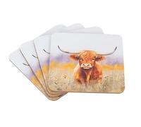 4Pcs Highland Cow Design Coasters by Coco & Gray