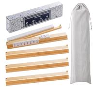 4PCS Hinged Wooden Mahjong Racks with Built-In Pushers, One-Piece Wood Tile Racks and Pushers Set of 4, American Mahjong Accessories with Integrated Pusher Mechanism (Natural, 17.4)
