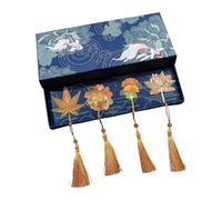 4Pcs Hollow Leaves Engraved Bookmarks Novel Fiction Page Marker with Tassels for Teacher Book Lover Student Reading Aid Metal Leaves Artistic
