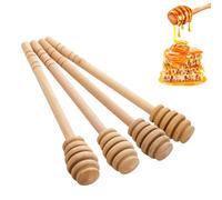 4Pcs Honey Dipper Sticks, 6 inch Mini Wooden Honeycomb Stick Long Handle Wood Honey Spoon Stir Bar Kitchen Tools for Honey Jar Dispense Drizzle Honey Mixing Stirrer and Wedding Party Favors Gift