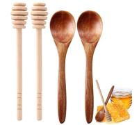4Pcs Honey Dipper Sticks Wooden Honey Mixing Stirrer Honey Spoons Dispenser Honey Mixing Stirrer Long Stick Supplies Honey Kitchen Tools for Party Favors Kitchen Tool Gift