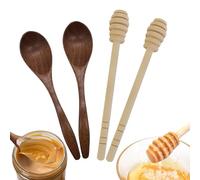 4pcs Honey Spoons Wooden Honey Sticks, Exquisite Honey Dippers Wooden Honey Spoon, Natural Small Wooden Spoons for Stirring Honey Tea Coffee Jam and Wedding Party Favors Gift
