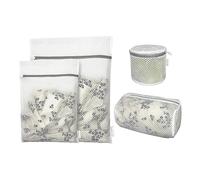 4PCS Honeycomb Mesh Laundry Bags for Delicates with Zipper, Clothing Washing Bags for Underwear, Lingerie, Bra, Blouse, Hosiery, Pants, Stocking, Socks,Extra Strong(1Bra,1Cylin,1S,1M,)