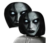 4pcs Horrible Ghost Car Headrest Covers With Glowing-Eye Effects 26x28cm